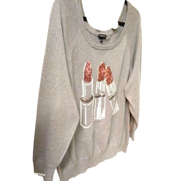 Torrid Plus Size New Lipstick Sleeve  Raglan Sweater. - Picture 7 of 15